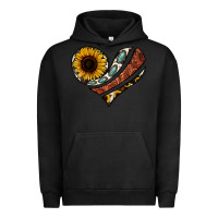 Pigment Black western sunflower cowhide  heart Urban Hoodie - Jasminsmagicworld