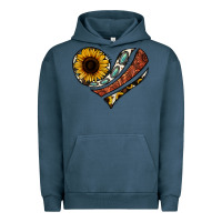 Pigment Midnight Navy western sunflower cowhide  heart Urban Hoodie - Jasminsmagicworld
