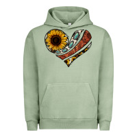 Pigment Oil Green western sunflower cowhide  heart Urban Hoodie - Jasminsmagicworld