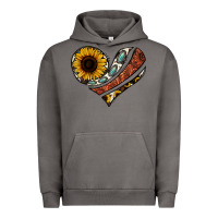 Pigment Tornado western sunflower cowhide  heart Urban Hoodie - Jasminsmagicworld