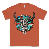 Copper western bull skull with sunflower and gemstone Classic Tee - texasbilliewilder