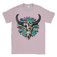 Lilac western bull skull with sunflower and gemstone Classic Tee - texasbilliewilder