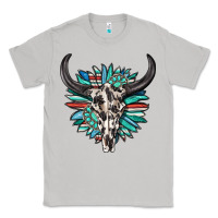 Moon Dust western bull skull with sunflower and gemstone Classic Tee - texasbilliewilder