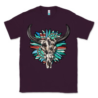 Plum western bull skull with sunflower and gemstone Classic Tee - texasbilliewilder
