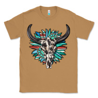 Toasted Coconut western bull skull with sunflower and gemstone Classic Tee - texasbilliewilder