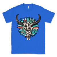 True Royal western bull skull with sunflower and gemstone Classic Tee - texasbilliewilder