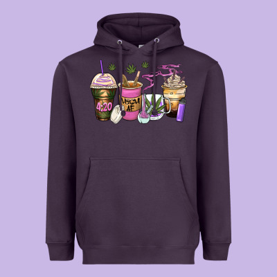 Weed Coffee Cups Heavyweight Hoodie Designed By Zillion Design Studio