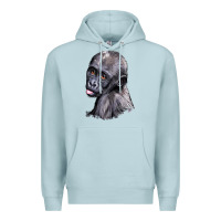 Blue Mist Baby Gorilla Head Premium Hoodie - LillyAllenDesigns