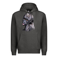 Charcoal Heather Baby Gorilla Head Premium Hoodie - LillyAllenDesigns