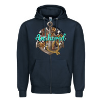 Navy anchored hebrews 6 19 Zipper Hoodie - texasbilliewilder