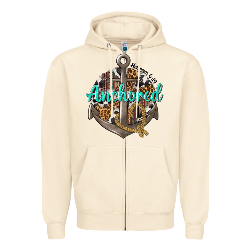 Anchored Hebrews 6 19 Zipper Hoodie by texasbilliewilder | Teevron