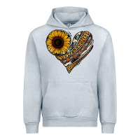 Heather Grey western sunflower leopard cowhide heart Urban Hoodie - Jasminsmagicworld
