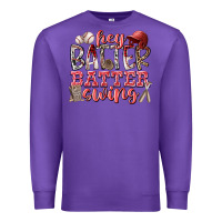 Purple hey batter batter swing Premium Sweatshirt - RacoonDesign