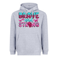 Heather Grey Brave and Strong Heavyweight Hoodie - texasbilliewilder