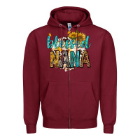 Burgundy blessed nana with sunflowers Zipper Hoodie - texasbilliewilder