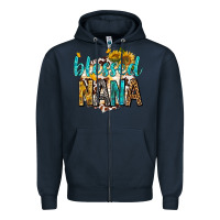 Navy blessed nana with sunflowers Zipper Hoodie - texasbilliewilder