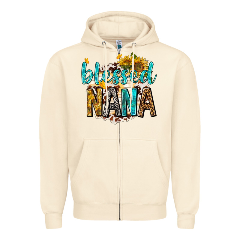 Blessed Nana With Sunflowers Zipper Hoodie by texasbilliewilder | Teevron