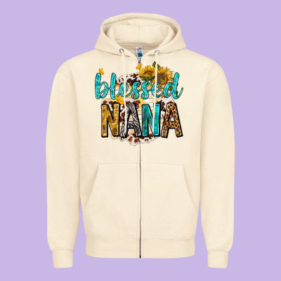 Blessed Nana With Sunflowers Zipper Hoodie Designed By Texasbilliewilder