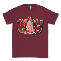 Burgundy Christmas Joy With Pig Classic Tee - RanaPortraitStore