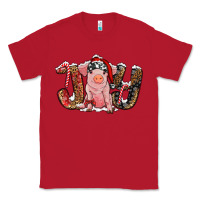 Red Christmas Joy With Pig Classic Tee - RanaPortraitStore