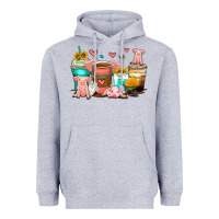 Heather Grey pigs coffee cups Heavyweight Hoodie - Zillion Design Studio