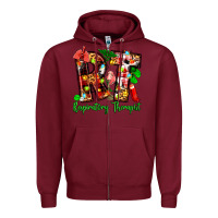 Burgundy christmas respiratory therapist Zipper Hoodie - Zillion Design Studio