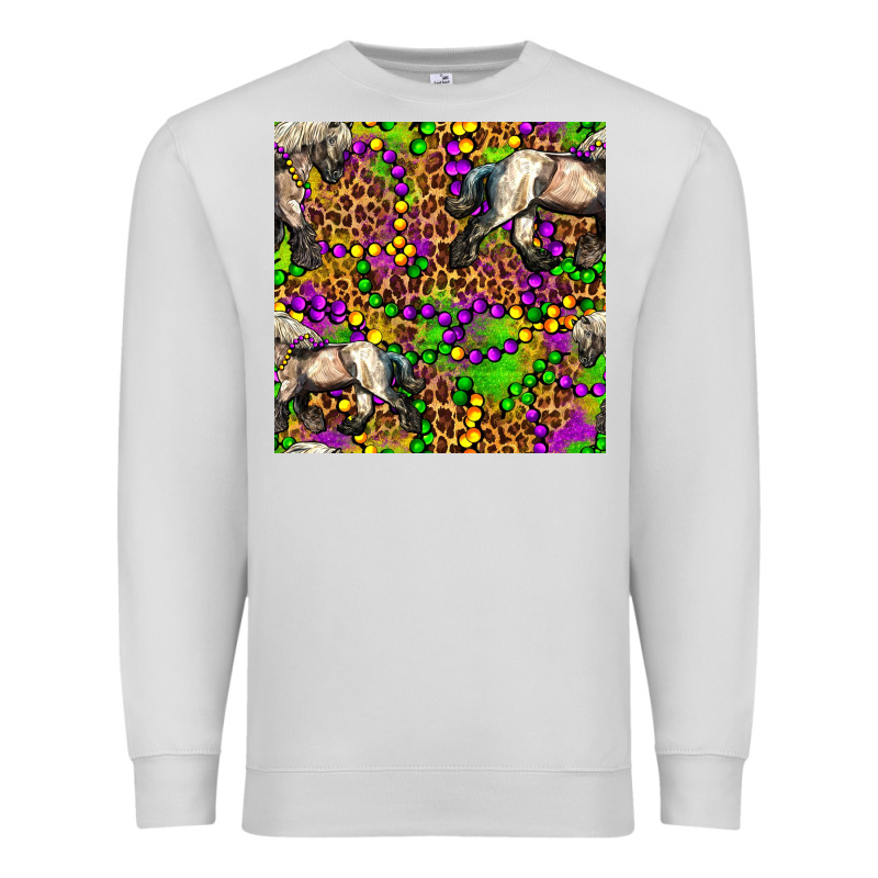 Mardi Gras Leopard Horse Seamless Pattern Premium Sweatshirt by FaDigitalArtStudio | Teevron