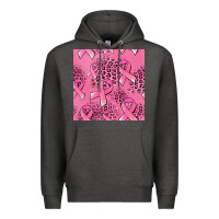 Charcoal Heather breast cancer seamless pattern Premium Hoodie - Jasminsmagicworld