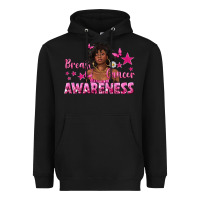 Black Breast Cancer Awareness with Afro Woman Heavyweight Hoodie - texasbilliewilder
