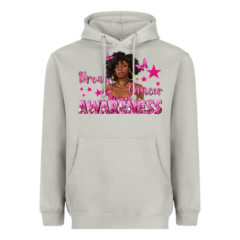 Breast Cancer Awareness With Afro Woman Heavyweight Hoodie by texasbilliewilder | Teevron