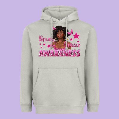 Breast Cancer Awareness With Afro Woman Heavyweight Hoodie Designed By Texasbilliewilder
