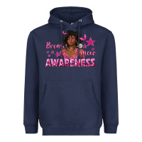 Navy Breast Cancer Awareness with Afro Woman Heavyweight Hoodie - texasbilliewilder