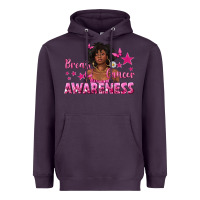 Plum Breast Cancer Awareness with Afro Woman Heavyweight Hoodie - texasbilliewilder