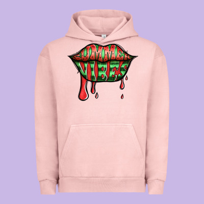 Summer Vibes Watermelon Lips Urban Hoodie Designed By Jasminsmagicworld