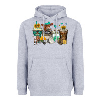 Heather Grey cows coffee cups Heavyweight Hoodie - Zillion Design Studio
