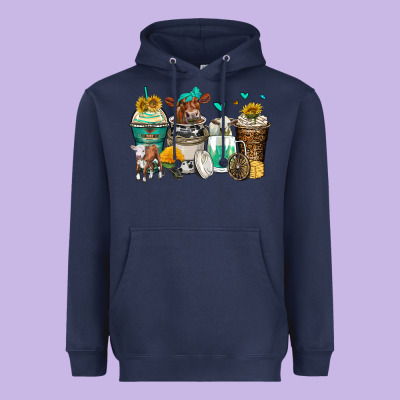 Cows Coffee Cups Heavyweight Hoodie Designed By Zillion Design Studio