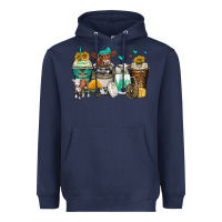Navy cows coffee cups Heavyweight Hoodie - Zillion Design Studio