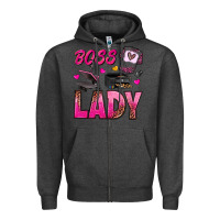 Charcoal Heather boss lady Zipper Hoodie - texasbilliewilder