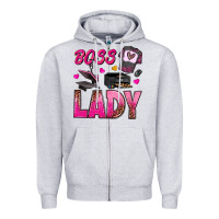 Heather Grey boss lady Zipper Hoodie - texasbilliewilder