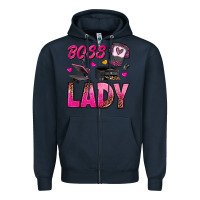 Navy boss lady Zipper Hoodie - texasbilliewilder