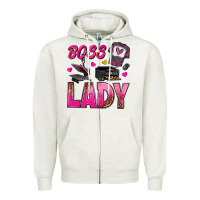 Oatmeal Heather boss lady Zipper Hoodie - texasbilliewilder
