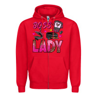 Red boss lady Zipper Hoodie - texasbilliewilder