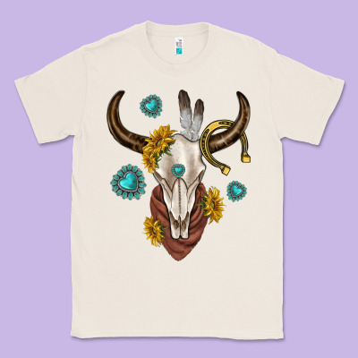 Classic Tee western cow skull