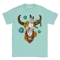Seafoam western cow skull Classic Tee - texasbilliewilder