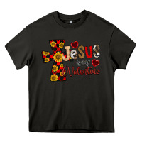 Asphalt Jesus is My Valentine Cross Heavy Core Tee - CowhideDigitalArt