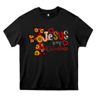 Black Jesus is My Valentine Cross Heavy Core Tee - CowhideDigitalArt