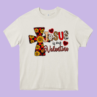 Jesus Is My Valentine Cross Heavy Core Tee Designed By Cowhidedigitalart