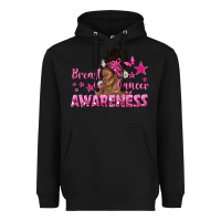 Black Breast Cancer Awareness with Afro Woman Heavyweight Hoodie - texasbilliewilder