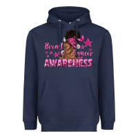 Navy Breast Cancer Awareness with Afro Woman Heavyweight Hoodie - texasbilliewilder