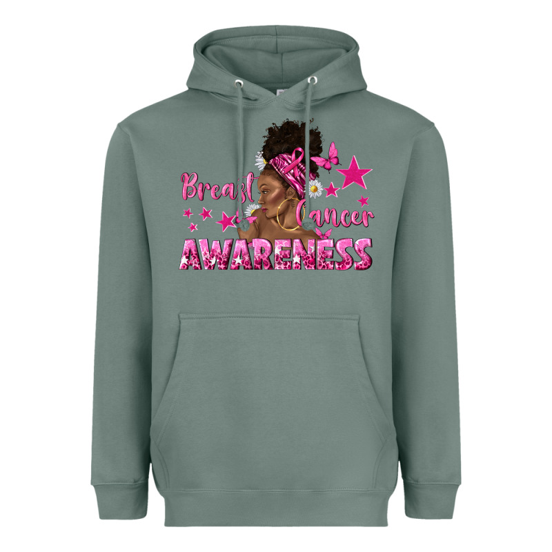 Breast Cancer Awareness With Afro Woman Heavyweight Hoodie by texasbilliewilder | Teevron